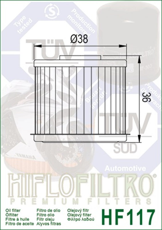 HIFLOFILTRO Oil Filter - HF117 Honda