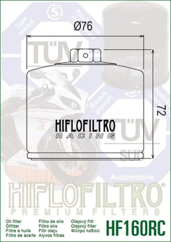 HIFLOFILTRO Racing Oil Filter - HF160RC