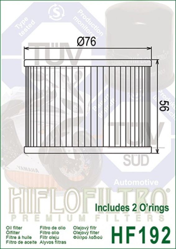 HIFLOFILTRO Oil Filter - HF192 Triumph