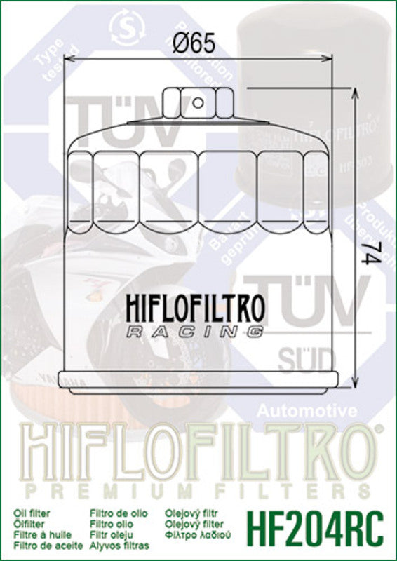 HIFLOFILTRO Racing Oil Filter - HF204RC
