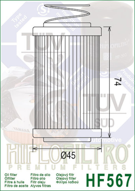 HIFLOFILTRO Oil Filter - HF567 MV Agusta