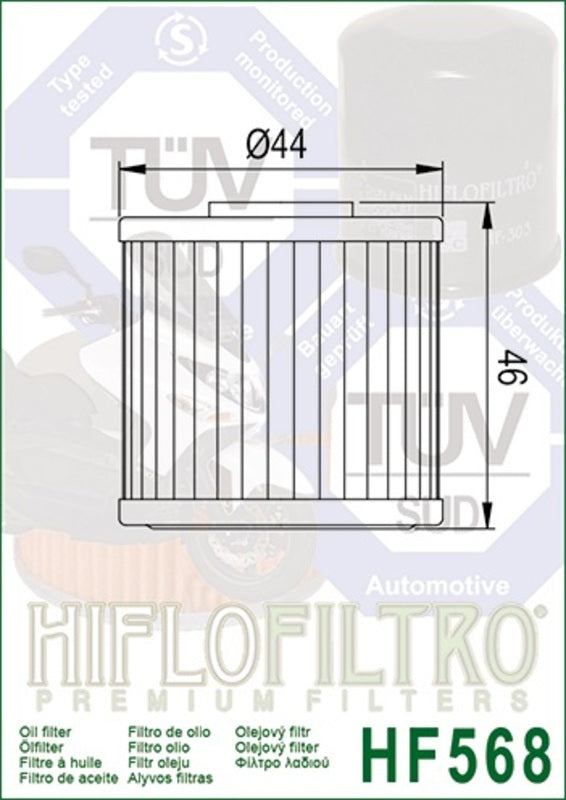 HIFLOFILTRO Oil Filter - HF568 Kymco 400I Xciting