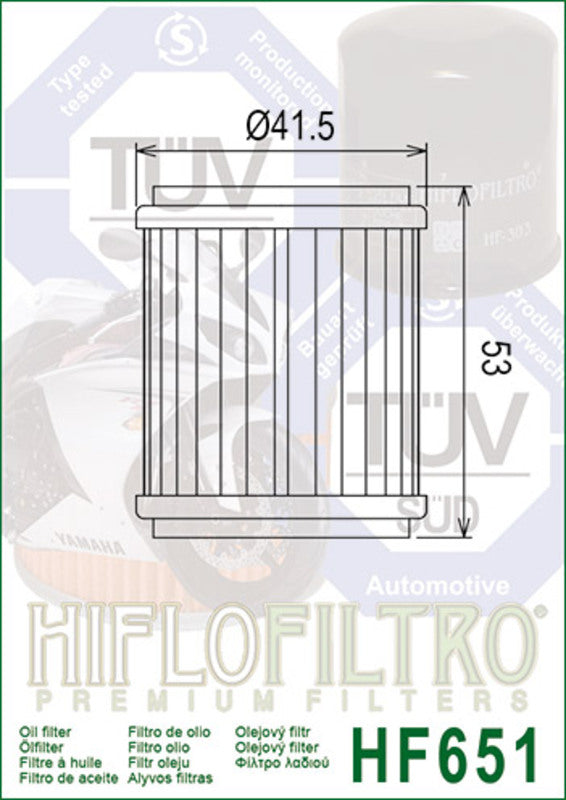HIFLOFILTRO Oil Filter - HF651 Husqvarna/KTM