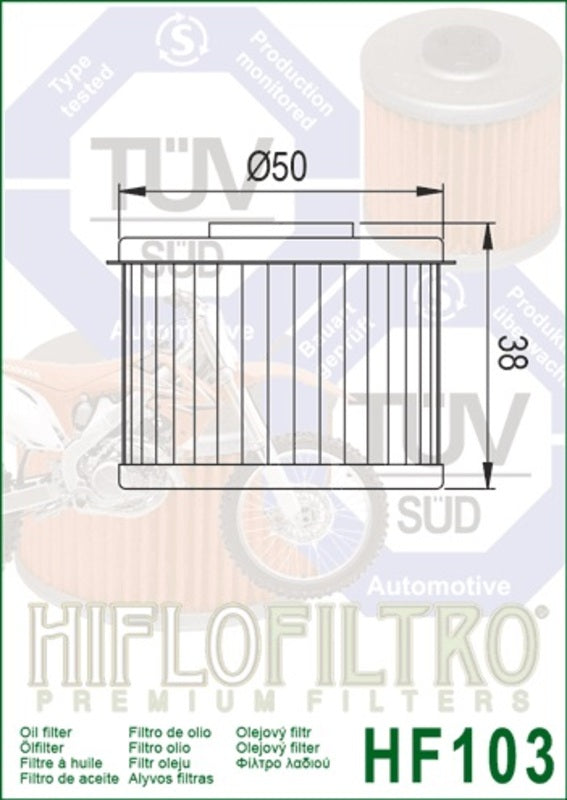 HIFLOFILTRO Racing Oil Filter - HF103
