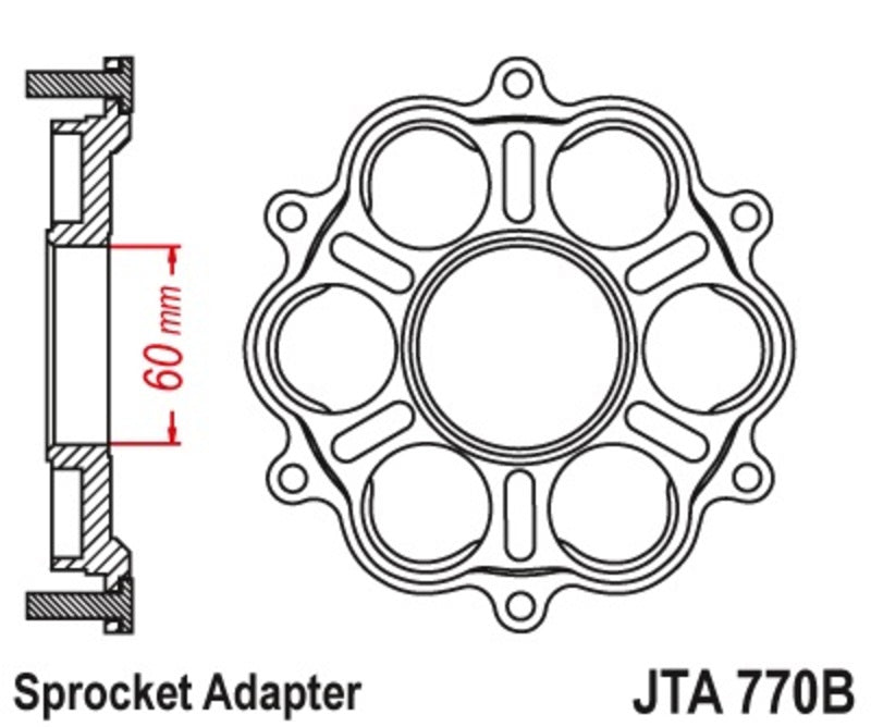 JT SPROCKETS Rear Sprocket Carrier - 6 Silentbloc Ducati Panigale/Monster