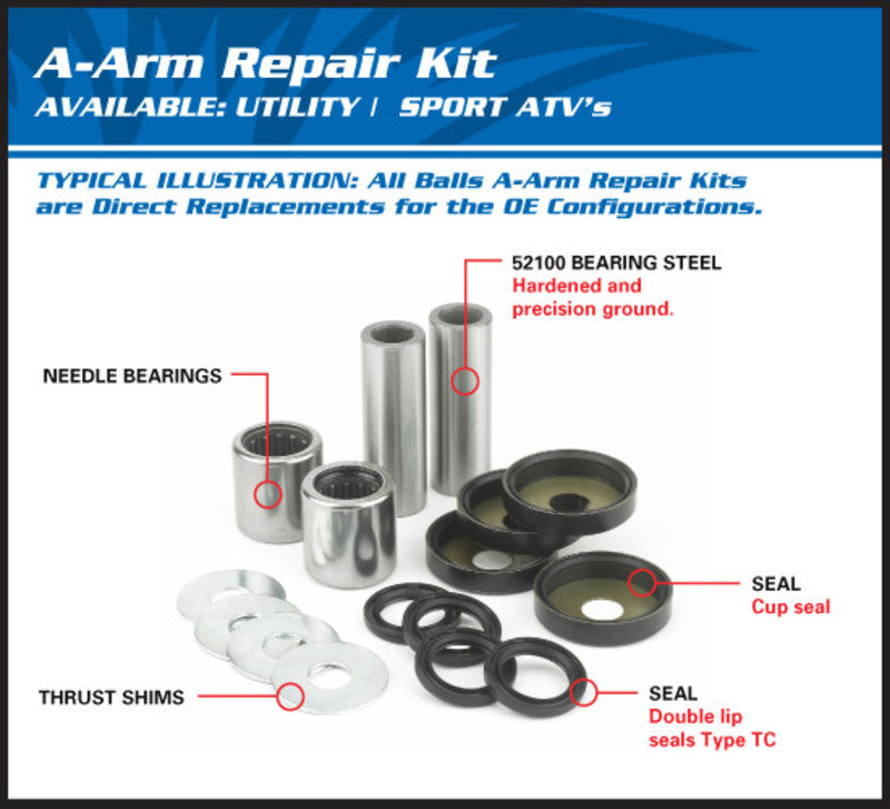 ALL BALLS Lower/Upper A-Arm Reconditioning Kit Polaris Sportsman 570