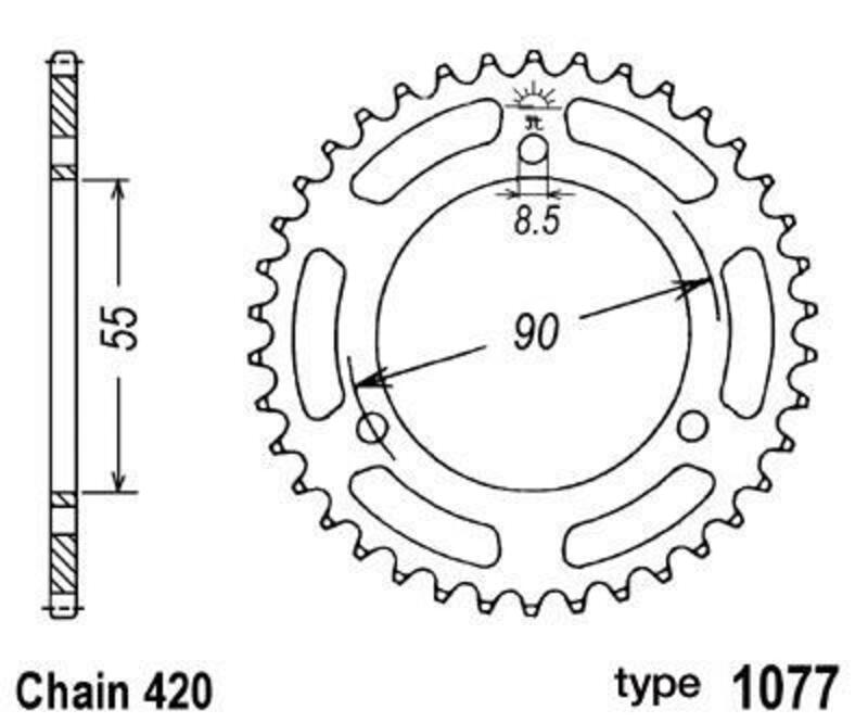 B1 Steel Standard Rear Sprocket - 420 - 1047658