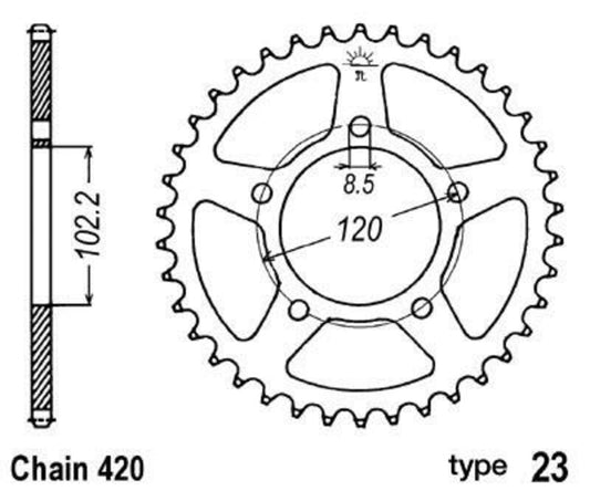 B1 Steel Standard Rear Sprocket - 420 - 1047660