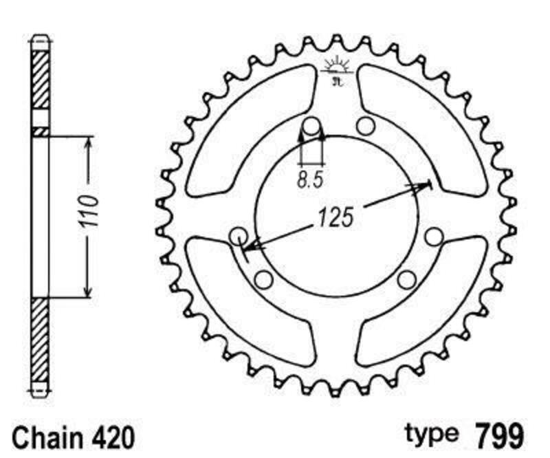 B1 Steel Standard Rear Sprocket - 420 - 1047663