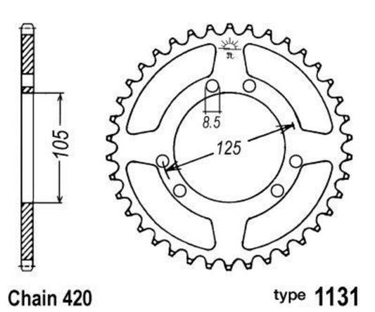 B1 Steel Standard Rear Sprocket - 420 - 1047668