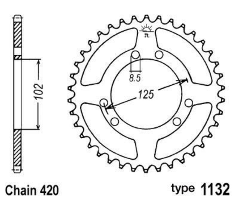 B1 Steel Standard Rear Sprocket - 420 - 1047670