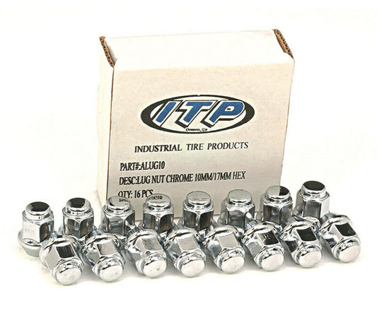ITP Lug Nut Kit Flat Chrome 10x1.25 - Box of 16