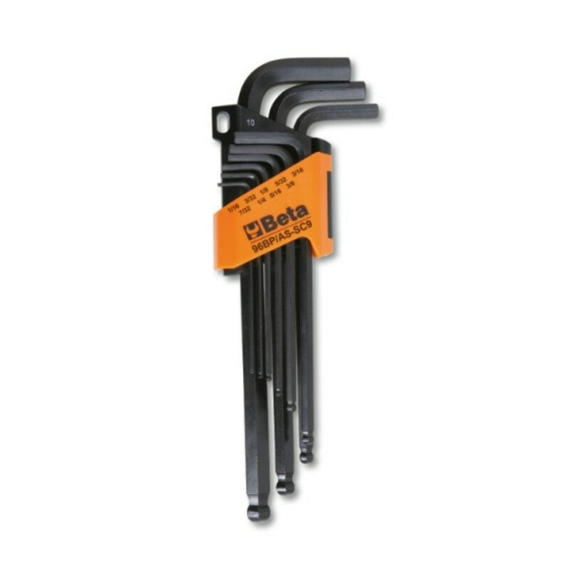 BETA Set of 9 Ball Head Offset Hexagon Key Wrenches 110Â° Extra Short Side