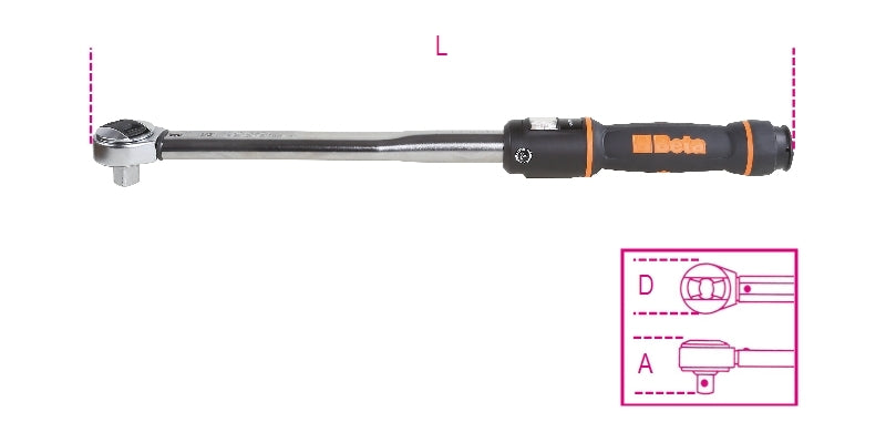 BETA Click-type Torque Wrenches 5-25Nm 1/4'' with reversible Ratchet for right-hand tightening/Torque accuracy Â± 3%/2 pieces