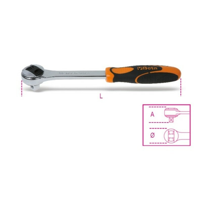 BETA Reversible Socket Wrench 1/2'' Male Square Drive 72 Teeth