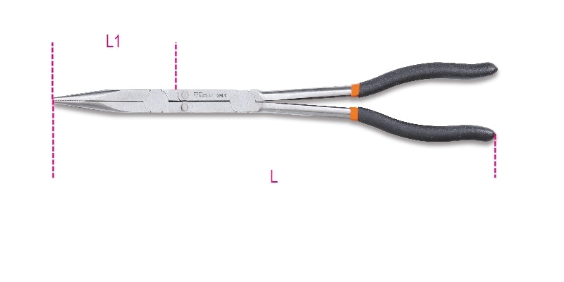BETA Set of 2 Extra-Long Knurled Double Swivel Nose Pliers