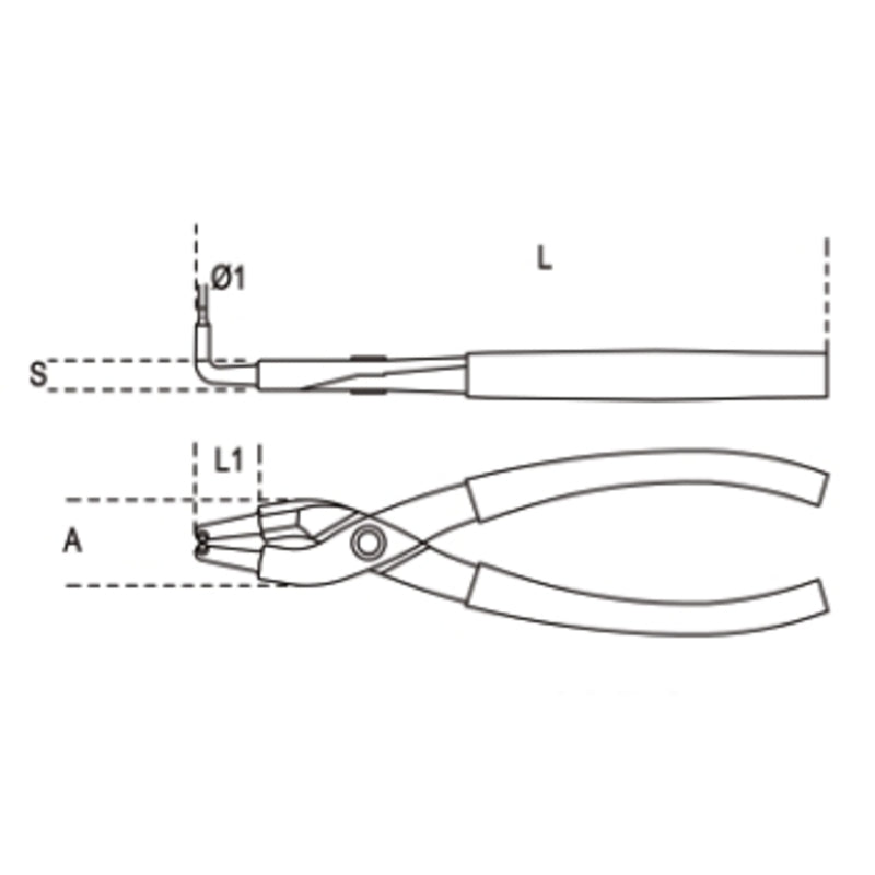 BETA Internal Circlip Pliers 90Â° Bent Pattern Size 170