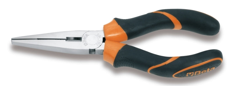BETA Extra long Flat Knurled Nose Pliers Size 200 Bi-Material Handles