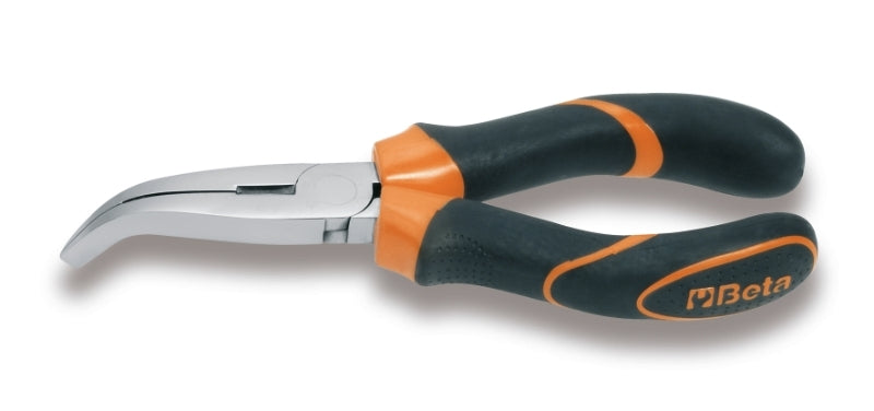 BETA Extra long Bent Knurled Nose Pliers Size 200 Bi-Material Handles
