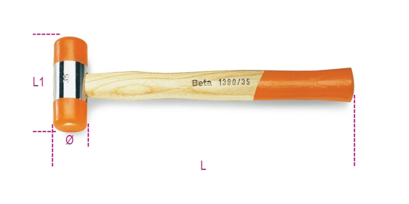 BETA Soft Face Hammer Size 35 Wooden Shaft