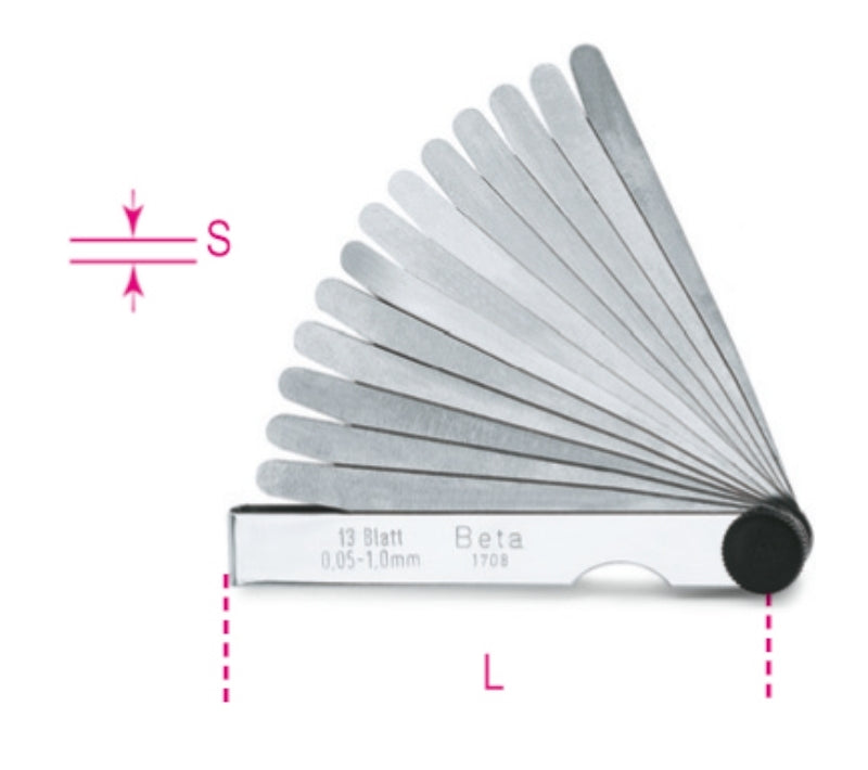 BETA Metric Feeler Gauge 0,05 - 1mm 20 Slides