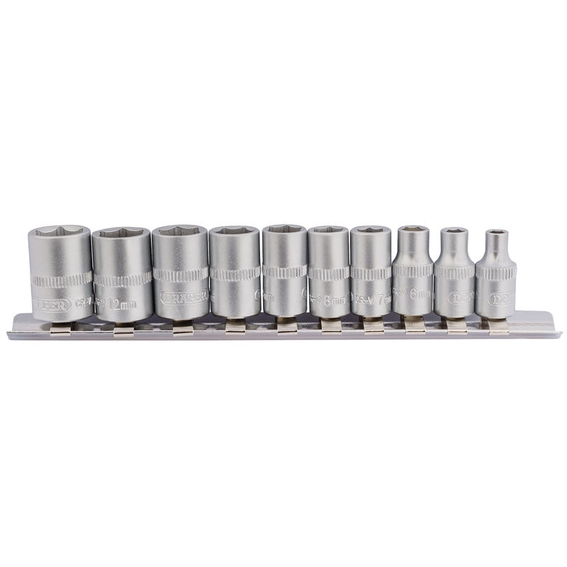 DRAPER Set of 10 1/4'' Sockets 4 to 13mm