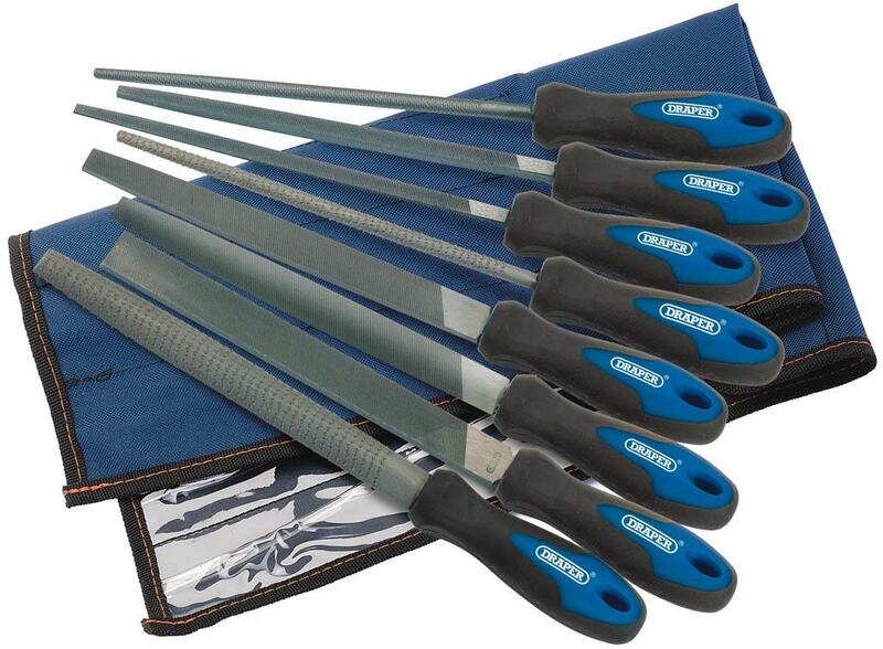 DRAPER Soft Grip Engineers File and Rasp Set 200mm 8pcs