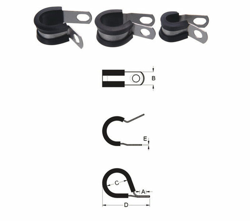 BIHR Cable Clamp Stainless Steel Thick Rubber Ã˜14,3mm 10 pieces