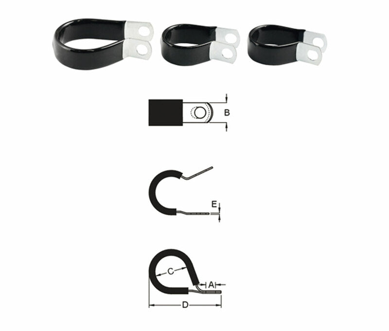 BIHR Cable Clamp Stainless Steel Thin Rubber Ã˜19,1mm 10 pieces