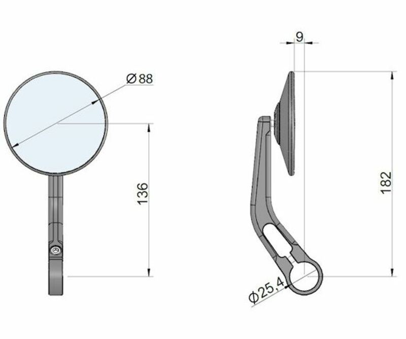 LSL Clubman Bar End Mirror Universal - Black (1pc) - 1056141