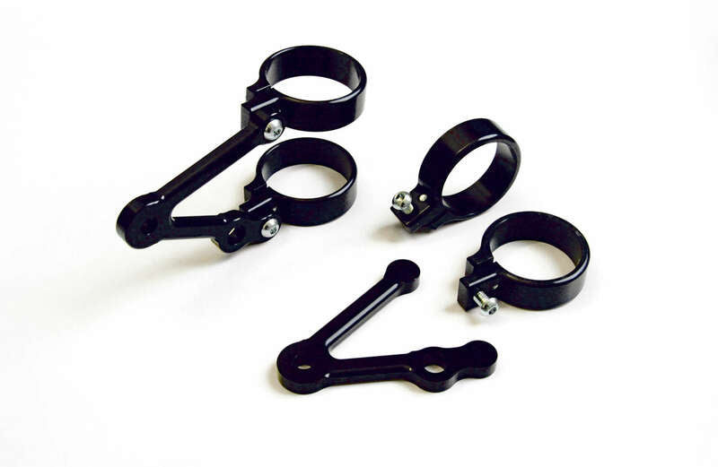 LSL Clubman Headlight Bracket Kit w/ Indicator Brackets Black Ã˜50/55mm