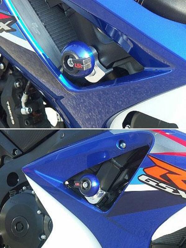 LSL Crash Pad Fitting Kit for GSXR1000 2007, mounted on frame, with aluminium attachment plate