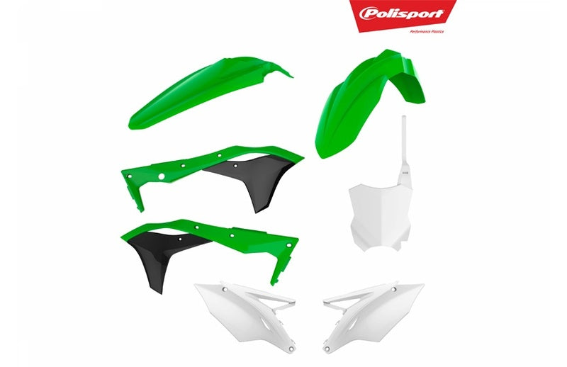 POLISPORT Plastic Kit OEM Color (2017) Green/Black/White Kawasaki KX250F