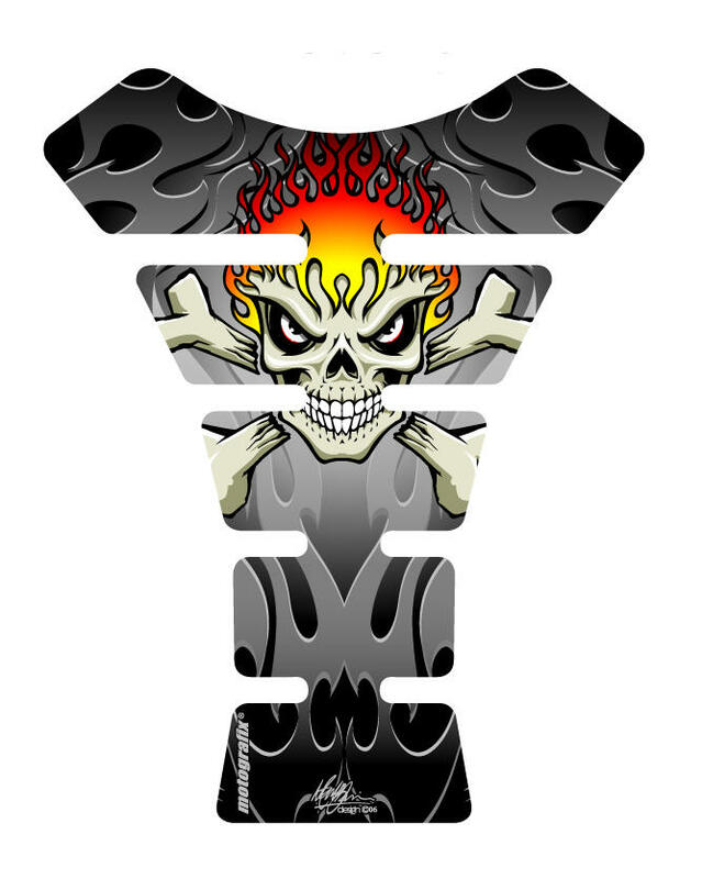 MOTOGRAFIX Tank Pad Street Style 1pc Black/Silver  Ducati