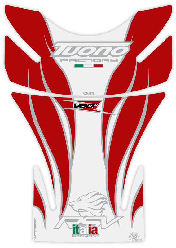 MOTOGRAFIX Tank Pad 2pcs White/Red Aprilia Tuono
