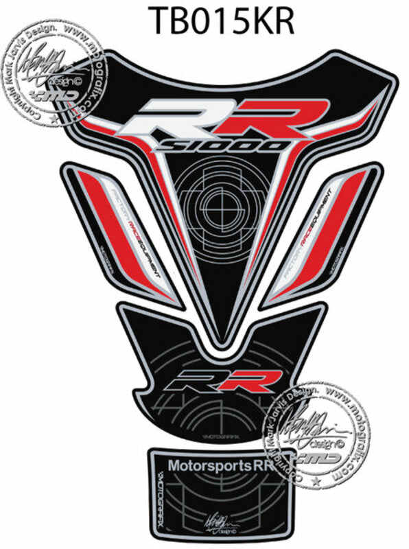 MOTOGRAFIX Tank Pad 5pcs Black/Red/White Motorrad Motorsports RR BMW S1000RR