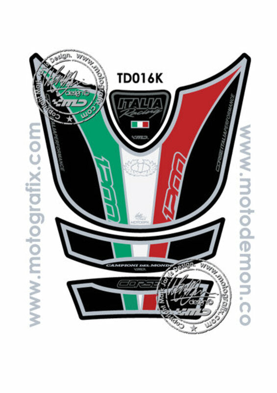 MOTOGRAFIX Tank Pad 4pcs Black Italia Ducati Multistrada 1200