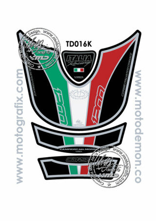 MOTOGRAFIX Tank Pad 4pcs Black Italia Ducati Multistrada 1200
