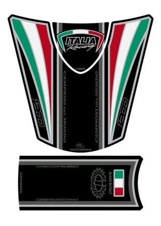 MOTOGRAFIX Tank Pad 3pcs Black Italia Ducati Diavel 1200