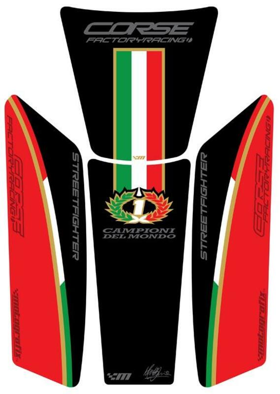 MOTOGRAFIX Tank Pad 4pcs Red Italia Ducati Streetfighter