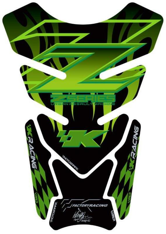 MOTOGRAFIX Tank Pad 4 Pieces Black/Green Kawasaki