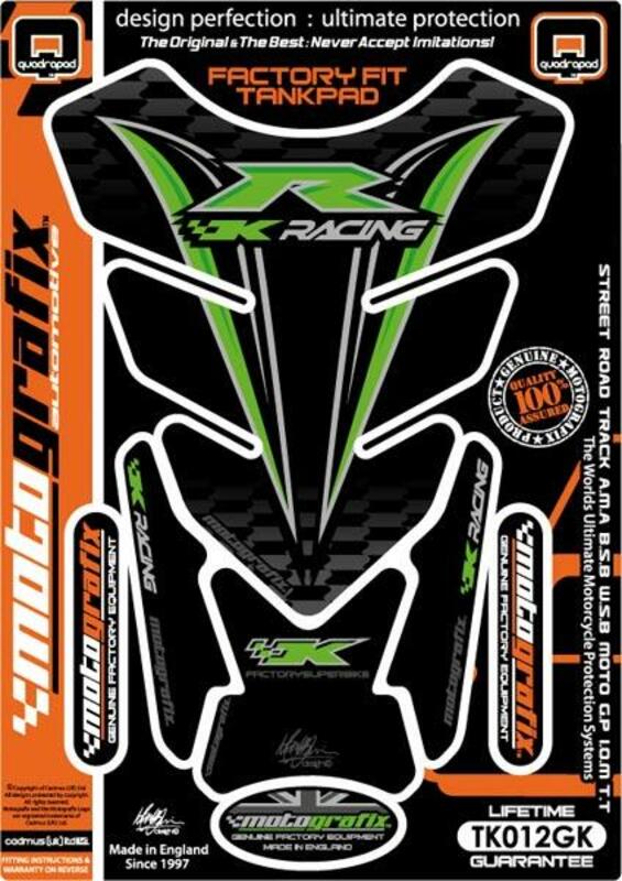 MOTOGRAFIX Tank Pad 4pcs Black/Green Kawasaki
