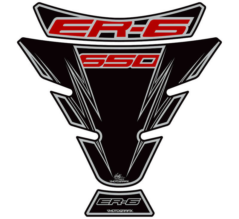 MOTOGRAFIX Tank Pad 3pcs Black Kawasaki ER6F/N