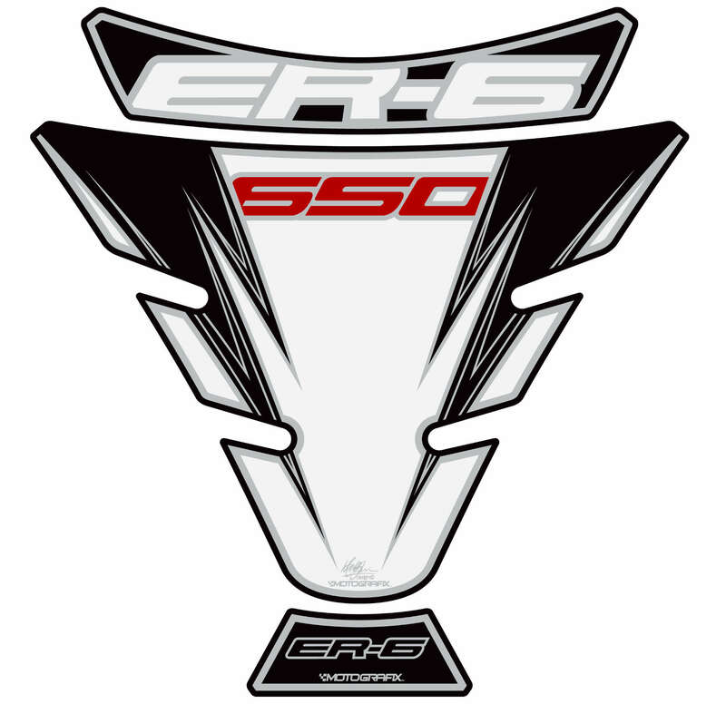 MOTOGRAFIX Tank Pad 3pcs White Kawasaki ER6F/N