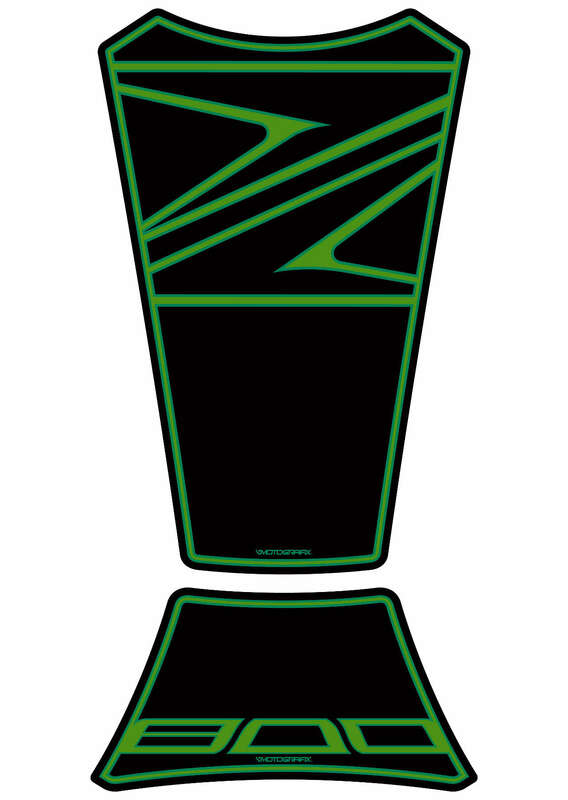MOTOGRAFIX Tank Pad 2pcs  Black/Green Kawasaki Z800/800E