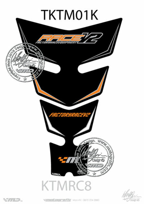 MOTOGRAFIX Tank Pad 2pcs Black/Orange KTM RC8