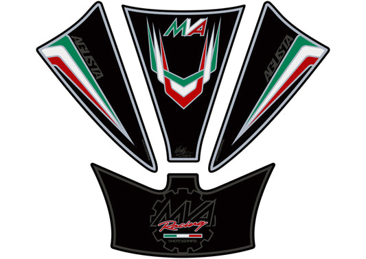 MOTOGRAFIX Tank Pad 3pcs Black MV Agusta F3 800
