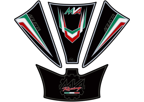 MOTOGRAFIX Tank Pad 3pcs Black MV Agusta F3 800