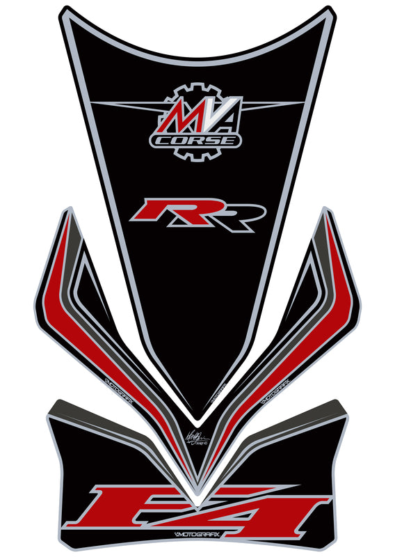 MOTOGRAFIX Tank Pad 3pcs Black MV Agusta F4 1000 RR