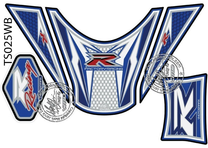 MOTOGRAFIX Tank Pad 5pcs White/Blue Suzuki GSXR1000